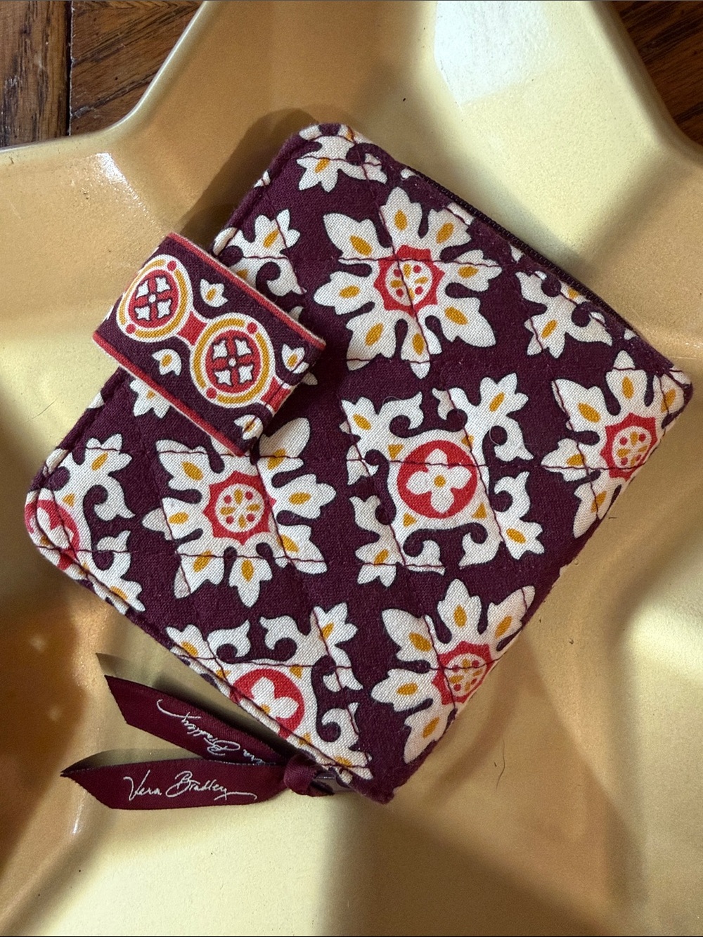 Vera Bradley Burgundy Floral Quilted Card Holder